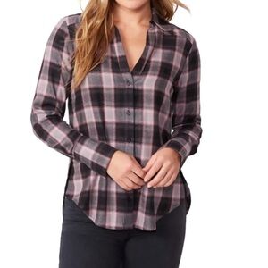Paige Womens Davlyn Classic Oversized‎ Boyfriend Plaid Button Up Shirt Small